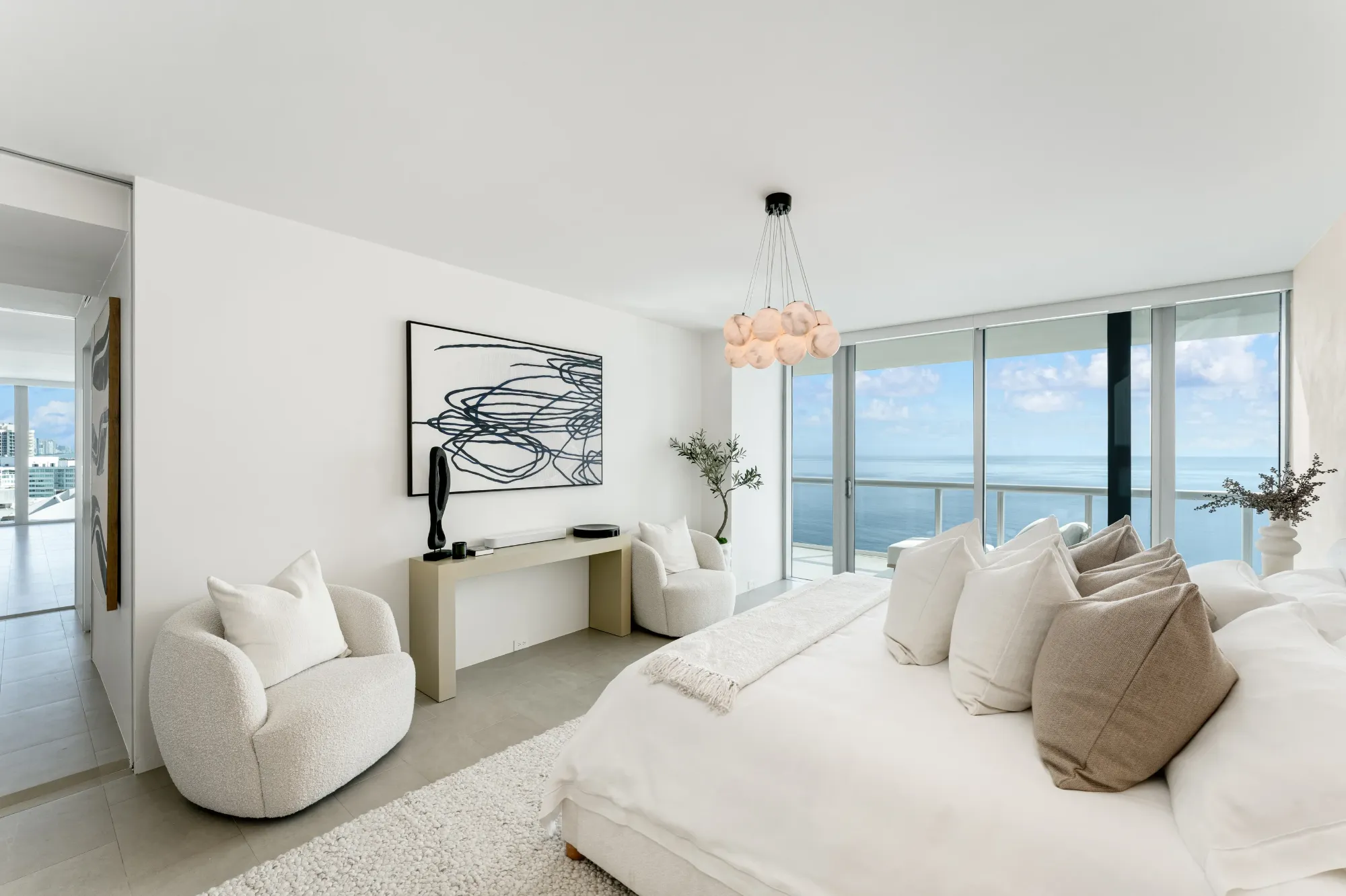 Primary suite one, south-east facing, with the ocean beyond the terrace